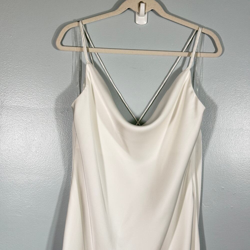 BHLDN Sachin & Babi Dylan White Satin Slip Midi Bridal Dress Lace Back Button 14 - Picture 4 of 9
